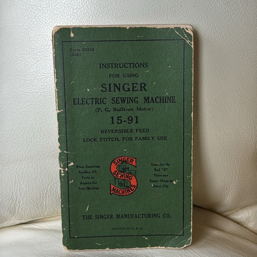Vintage Singer Sewing Machine Manual-Worn Cover-Intact Pages